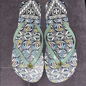 Tory Burch Abstract Flip Flops